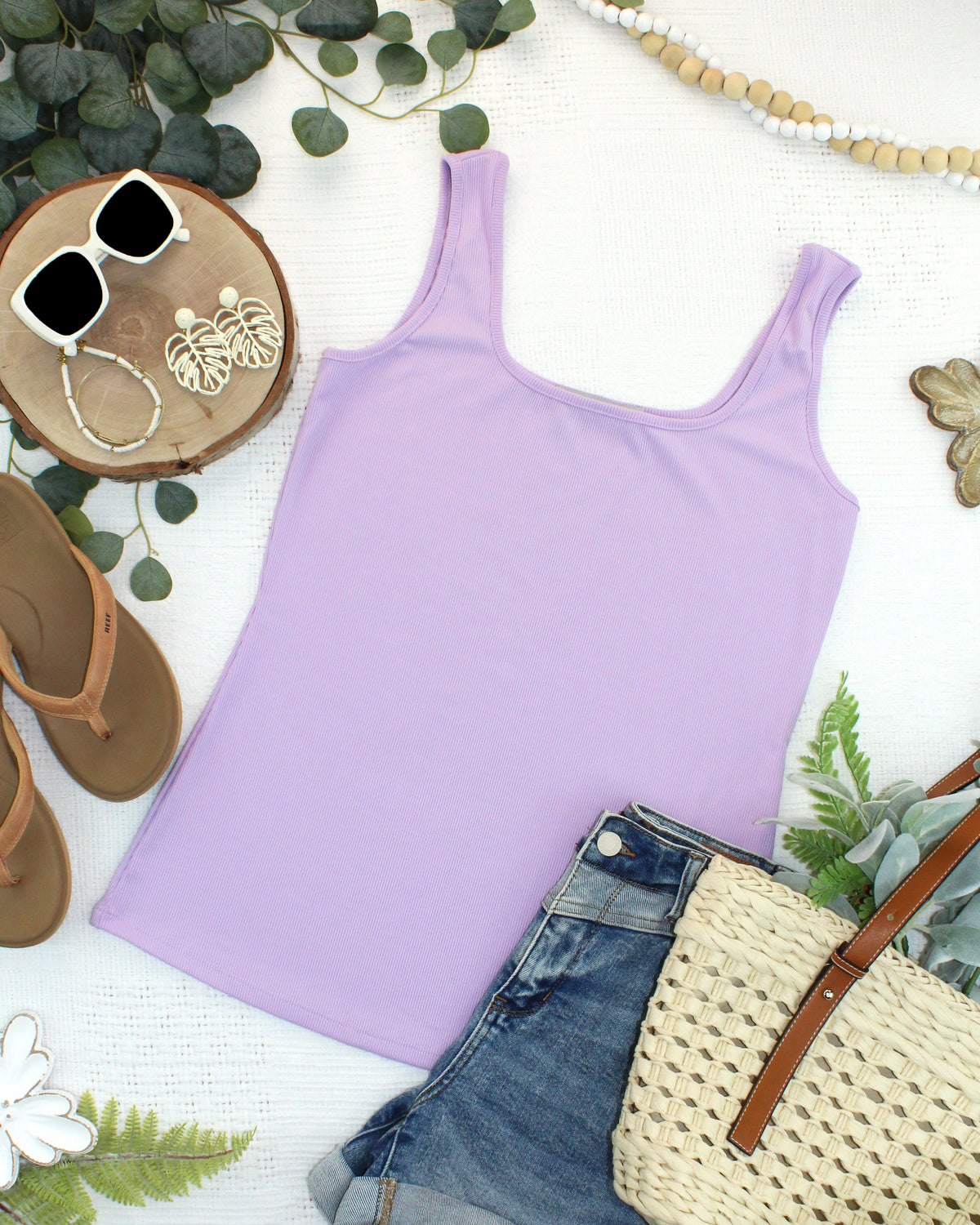 Rachel Ribbed Tank - Lavender-tank-Villari Chic, women's online fashion boutique in Severna, Maryland