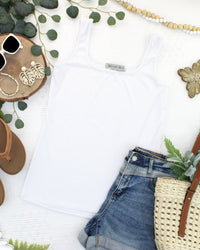Rachel Ribbed Tank - White-tank-Villari Chic, women's online fashion boutique in Severna, Maryland