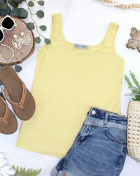 Rachel Ribbed Tank - Yellow-tank-Villari Chic, women's online fashion boutique in Severna, Maryland