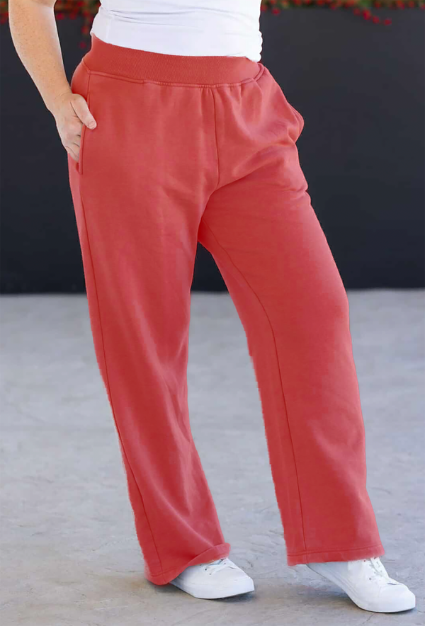 Wide Leg Vintage Wash Bottoms - Red-bottoms-Villari Chic, women's online fashion boutique in Severna, Maryland