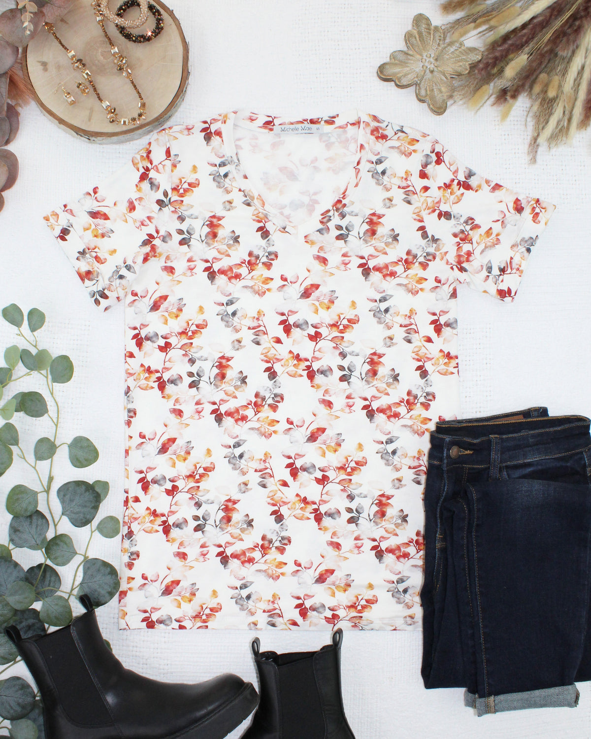 Sophie Top - Autumn Watercolor-Shirts-Villari Chic, women's online fashion boutique in Severna, Maryland