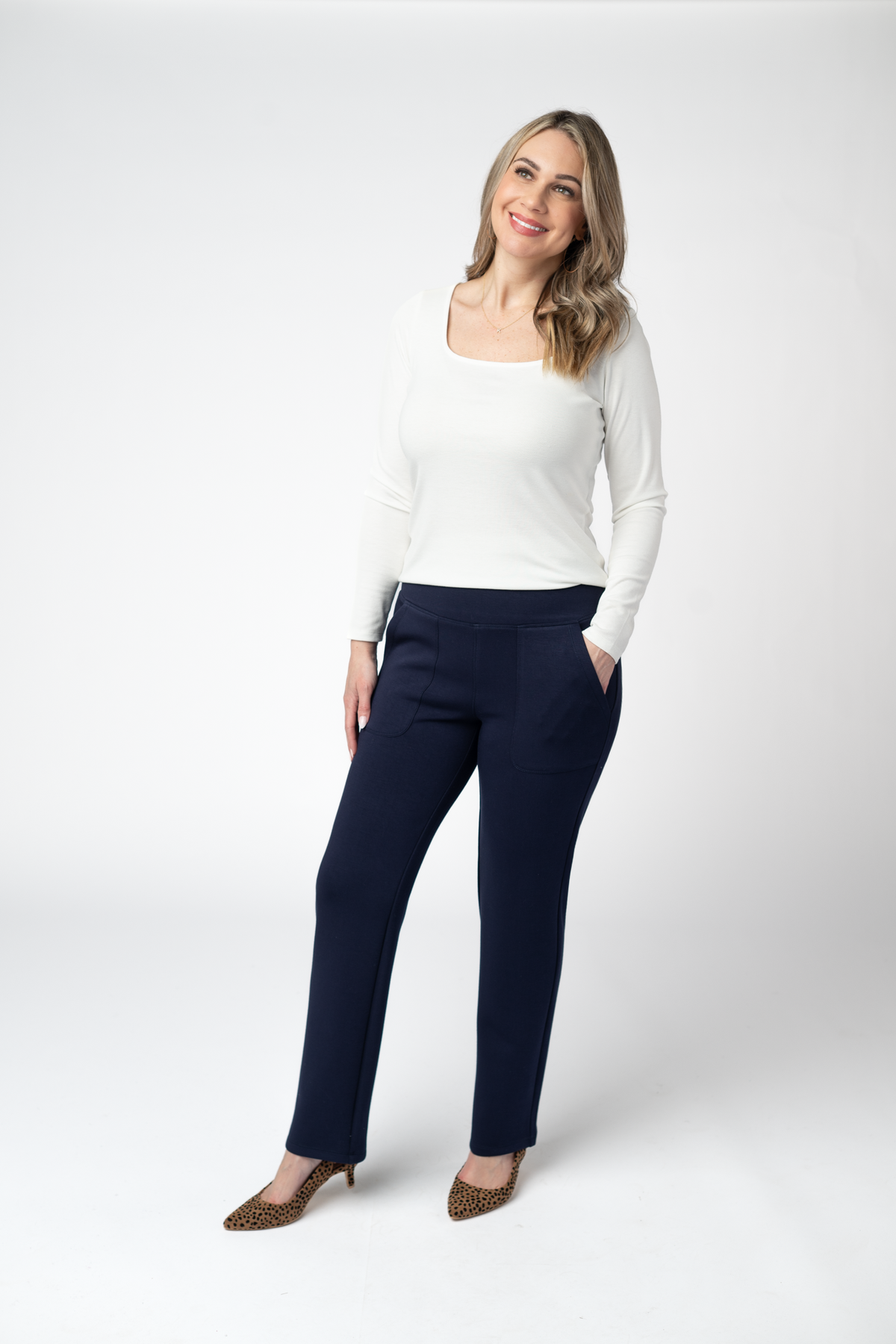 Luxe Ankle Bottoms- Navy-bottoms-Villari Chic, women's online fashion boutique in Severna, Maryland