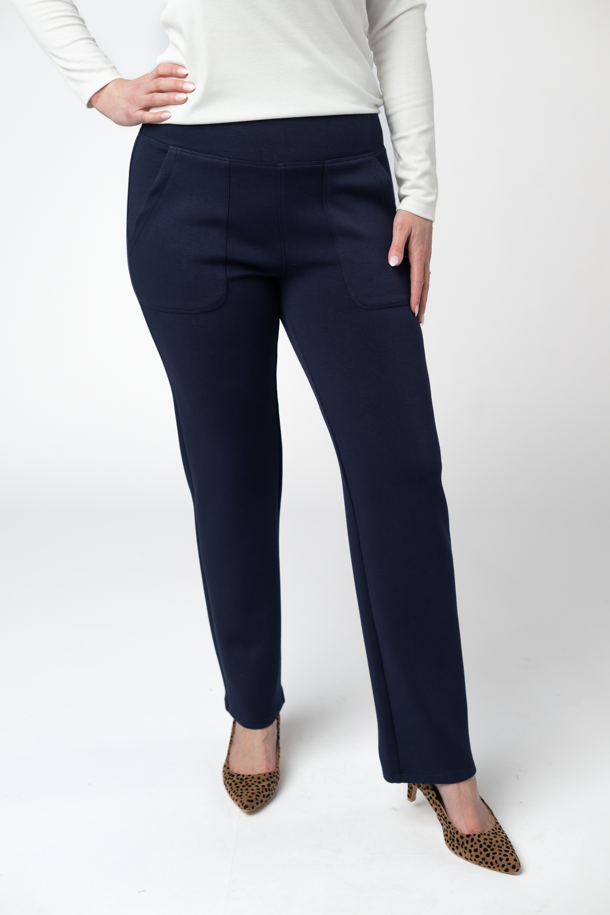 Luxe Ankle Bottoms- Navy-bottoms-Villari Chic, women's online fashion boutique in Severna, Maryland