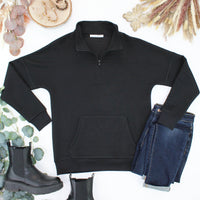 Tatum Quarter Zip - Black-outerwear-Villari Chic, women's online fashion boutique in Severna, Maryland