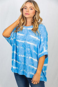 Slouchy Striped Tie-Dye Tee in Sky Blue-Villari Chic, women's online fashion boutique in Severna, Maryland