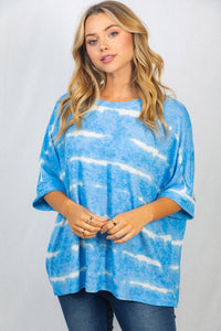 Slouchy Striped Tie-Dye Tee in Sky Blue-Villari Chic, women's online fashion boutique in Severna, Maryland