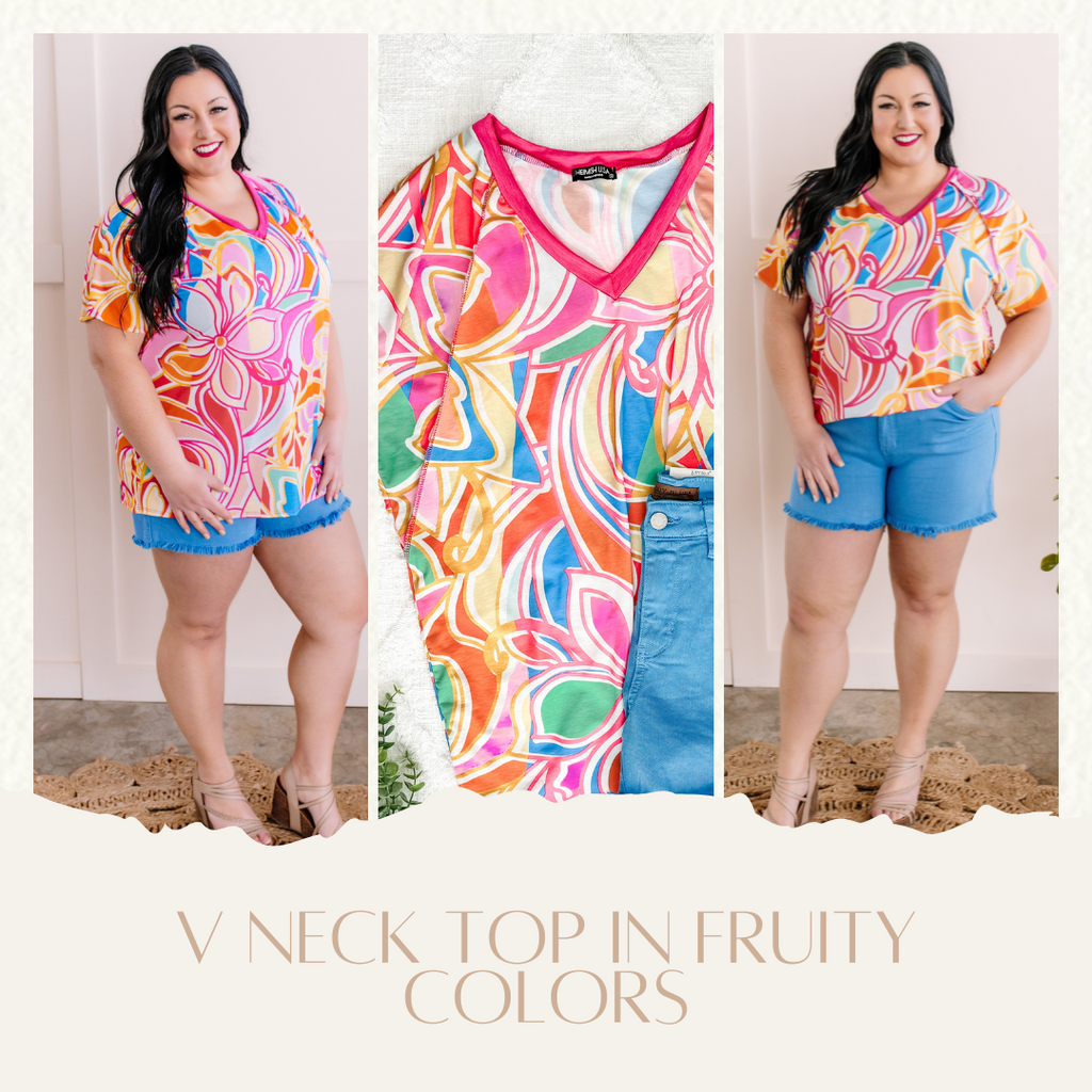 V Neck Top in Fruity Colors-Villari Chic, women's online fashion boutique in Severna, Maryland