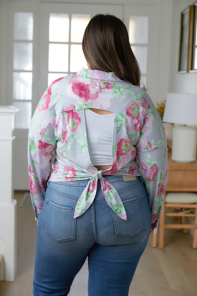 Thinking On It Open-Back Button-Up Floral Top-Womens-Villari Chic, women's online fashion boutique in Severna, Maryland