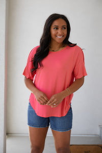 Always Mine Scoop Neck Top in Coral-Womens-Villari Chic, women's online fashion boutique in Severna, Maryland