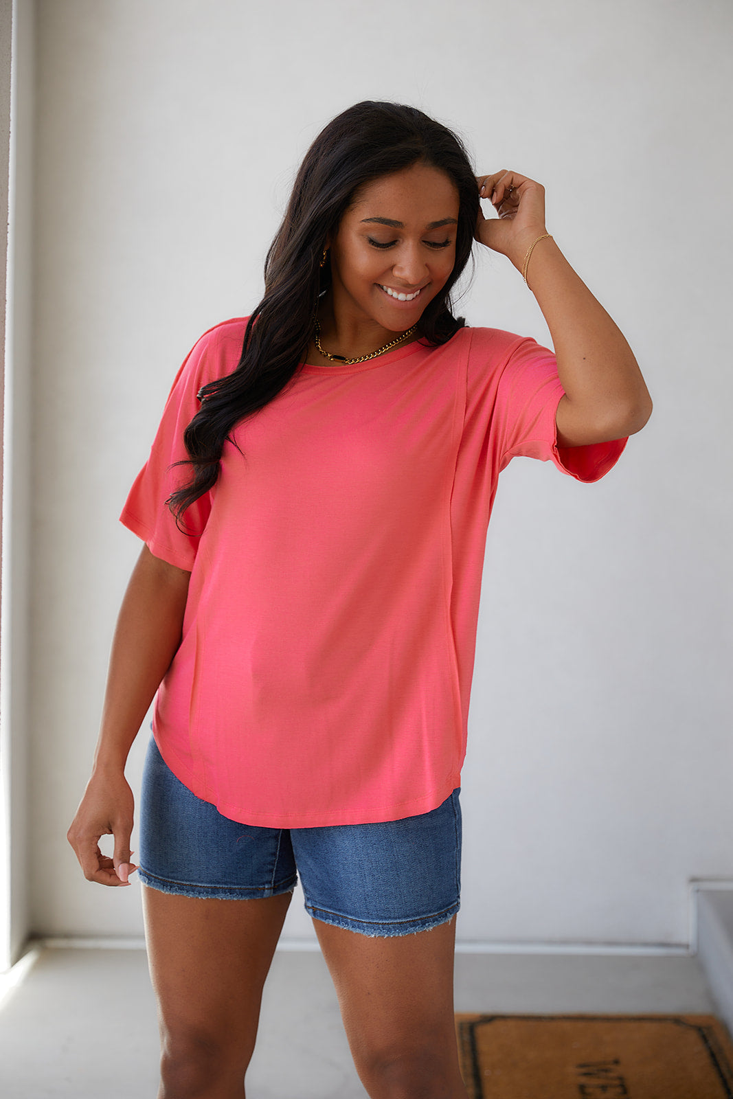 Always Mine Scoop Neck Top in Coral-Womens-Villari Chic, women's online fashion boutique in Severna, Maryland