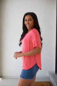 Always Mine Scoop Neck Top in Coral-Womens-Villari Chic, women's online fashion boutique in Severna, Maryland