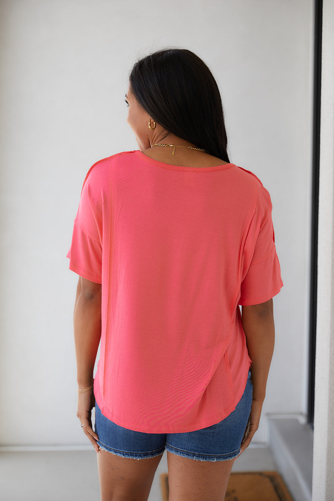 Always Mine Scoop Neck Top in Coral-Womens-Villari Chic, women's online fashion boutique in Severna, Maryland