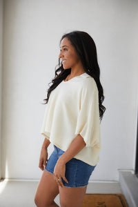 Brianna Boxy Crop Top in Cream-Womens-Villari Chic, women's online fashion boutique in Severna, Maryland