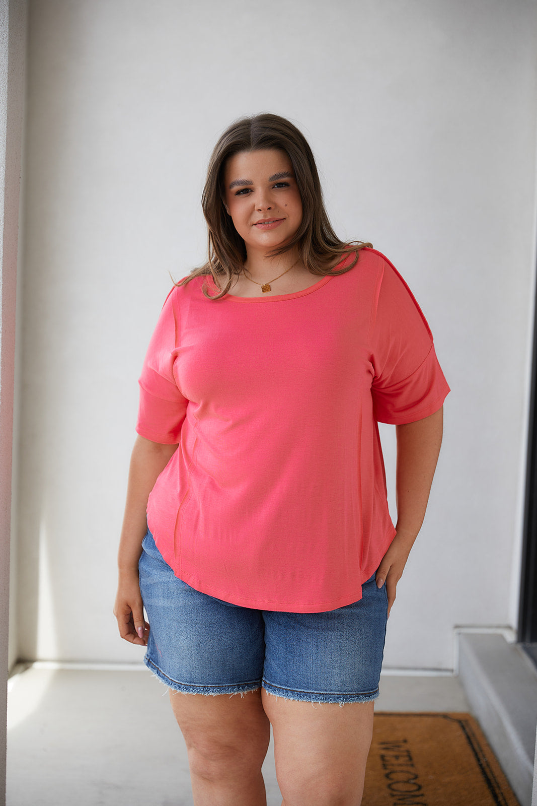 Always Mine Scoop Neck Top in Coral-Womens-Villari Chic, women's online fashion boutique in Severna, Maryland