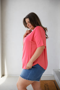 Always Mine Scoop Neck Top in Coral-Womens-Villari Chic, women's online fashion boutique in Severna, Maryland