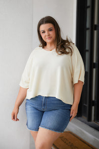 Brianna Boxy Crop Top in Cream-Womens-Villari Chic, women's online fashion boutique in Severna, Maryland