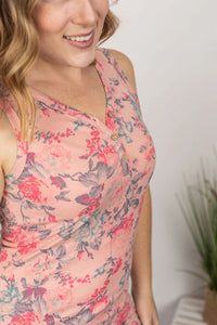 Addison Henley Tank in Pink Floral-Villari Chic, women's online fashion boutique in Severna, Maryland