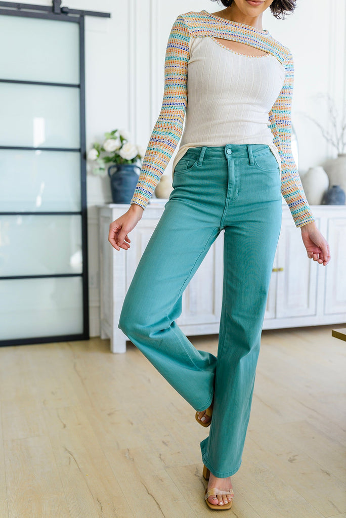 Judy Blue High-Rise Straight Leg Jeans in Blue Green-Womens-Villari Chic, women's online fashion boutique in Severna, Maryland