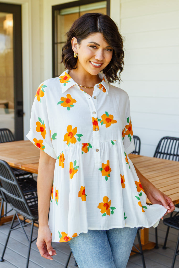 Blissed Out Button-Up Babydoll Tunic-Womens-Villari Chic, women's online fashion boutique in Severna, Maryland
