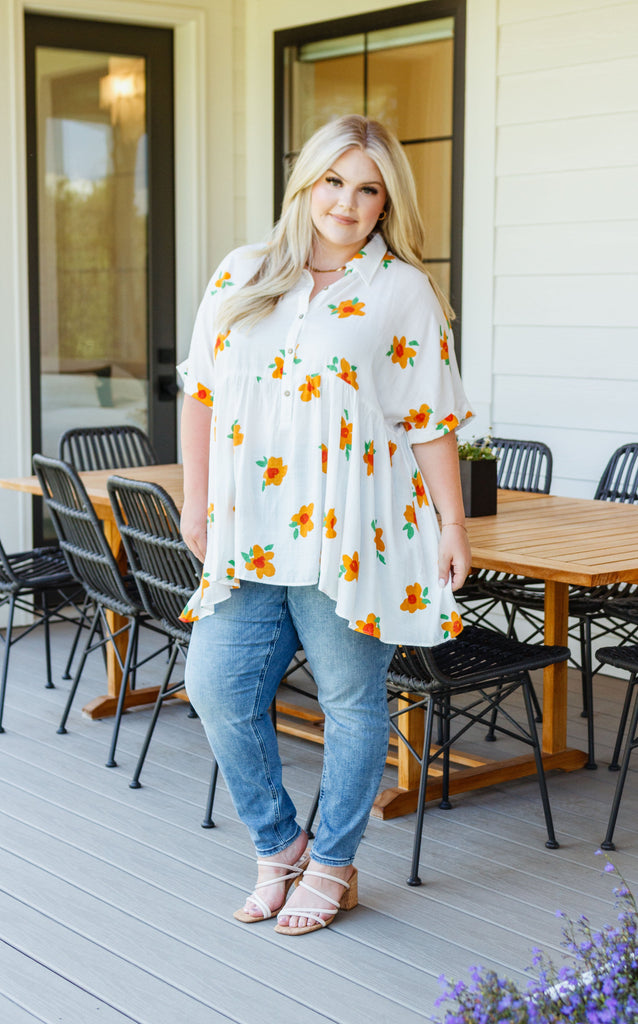 Blissed Out Button-Up Babydoll Tunic-Womens-Villari Chic, women's online fashion boutique in Severna, Maryland