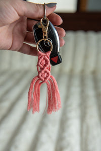 Boho Macramé Keychain in Pink-Villari Chic, women's online fashion boutique in Severna, Maryland