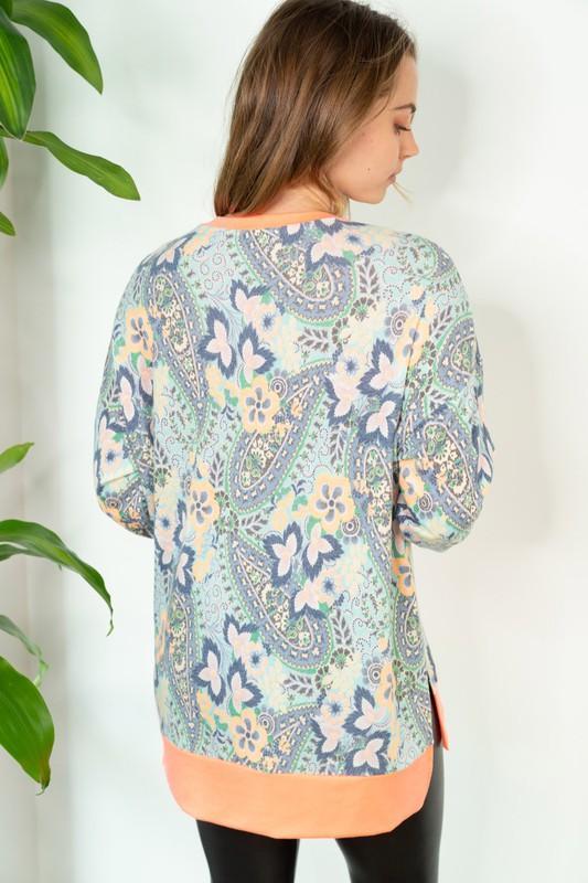 Bright Paisley Floral Pullover-Villari Chic, women's online fashion boutique in Severna, Maryland