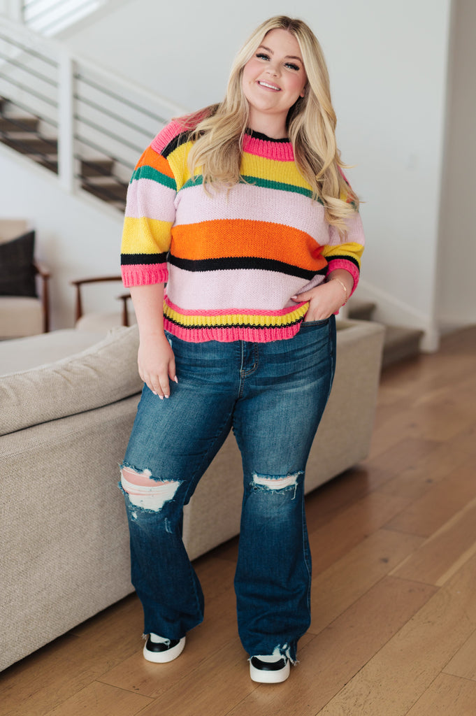 Bright Side Striped Sweater-Womens-Villari Chic, women's online fashion boutique in Severna, Maryland