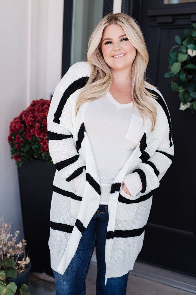 Brighter is Better Striped Cardigan in Ivory-Womens-Villari Chic, women's online fashion boutique in Severna, Maryland