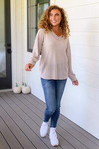 Calm in the Chaos V-Neck Top in Oatmeal-Womens-Villari Chic, women's online fashion boutique in Severna, Maryland