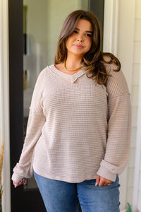 Calm in the Chaos V-Neck Top in Oatmeal-Womens-Villari Chic, women's online fashion boutique in Severna, Maryland