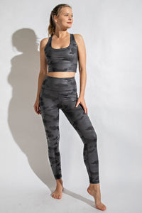 Camo Chintz Leggings in Grey-Villari Chic, women's online fashion boutique in Severna, Maryland