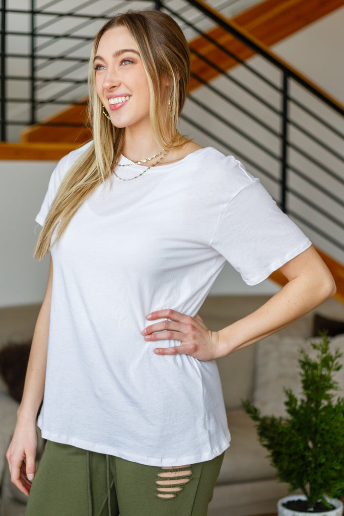 Staple Short-Sleeved Tee in White-Womens-Villari Chic, women's online fashion boutique in Severna, Maryland
