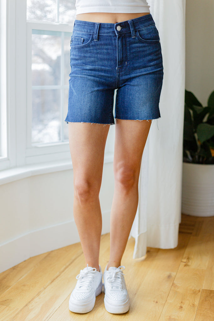 Judy Blue Cassie Mid-Rise Cut-Off Thigh Shorts-Womens-Villari Chic, women's online fashion boutique in Severna, Maryland
