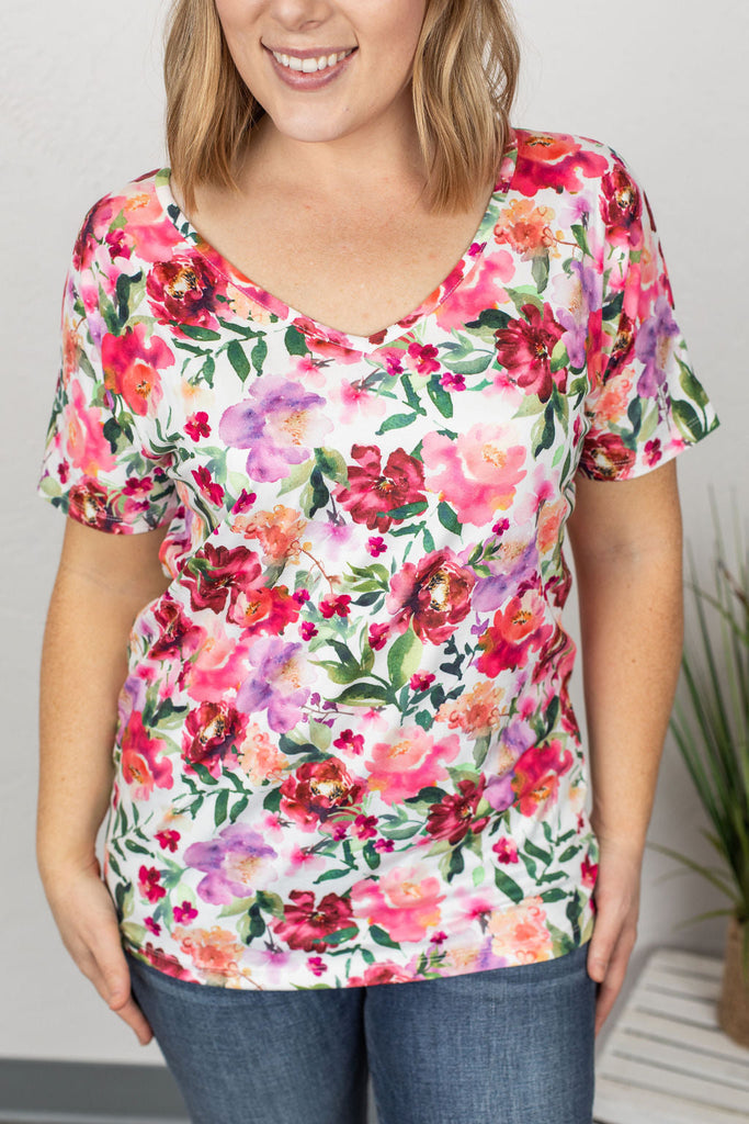 Chloe Ultra Soft Tee in Vibrant Floral-Villari Chic, women's online fashion boutique in Severna, Maryland