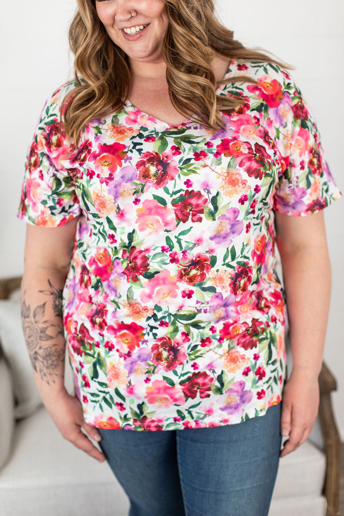 Chloe Ultra Soft Tee in Vibrant Floral-Villari Chic, women's online fashion boutique in Severna, Maryland