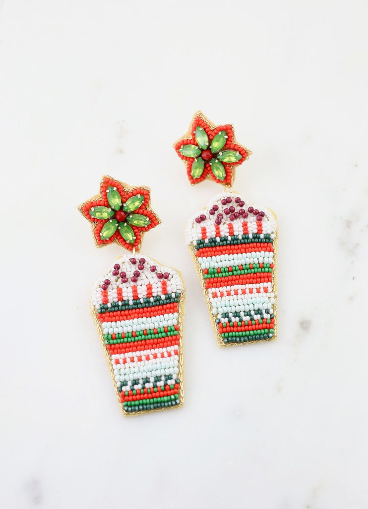 Christmas in a Cup Beaded Earrings-Villari Chic, women's online fashion boutique in Severna, Maryland