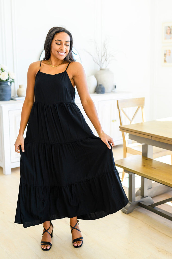 Classically Cool Tiered Maxi Dress in Black-Womens-Villari Chic, women's online fashion boutique in Severna, Maryland