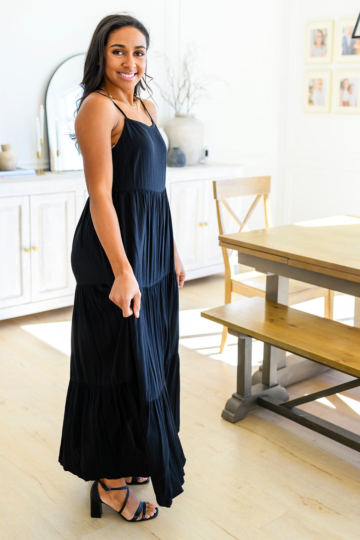 Classically Cool Tiered Maxi Dress in Black-Womens-Villari Chic, women's online fashion boutique in Severna, Maryland