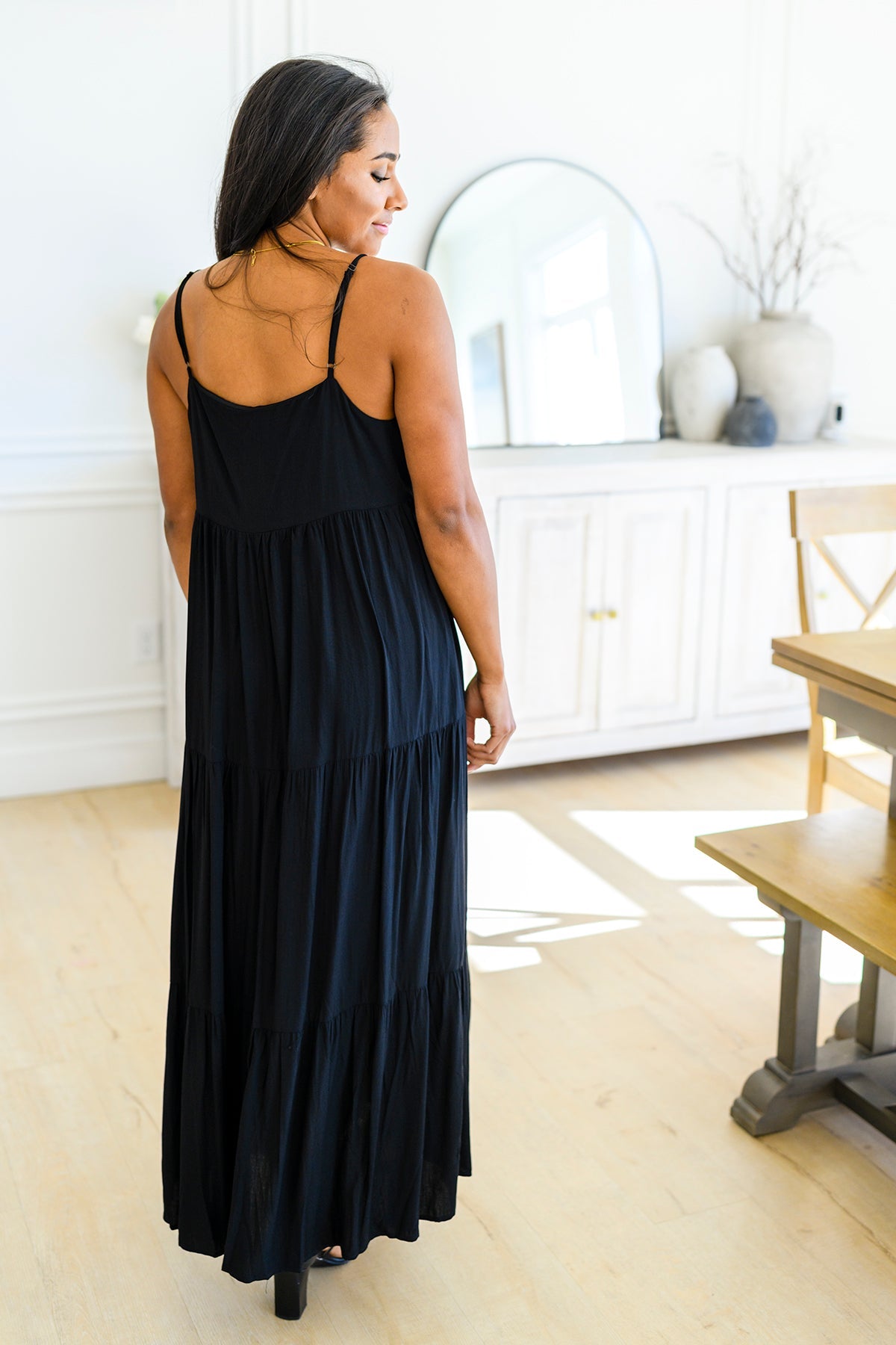 Classically Cool Tiered Maxi Dress in Black