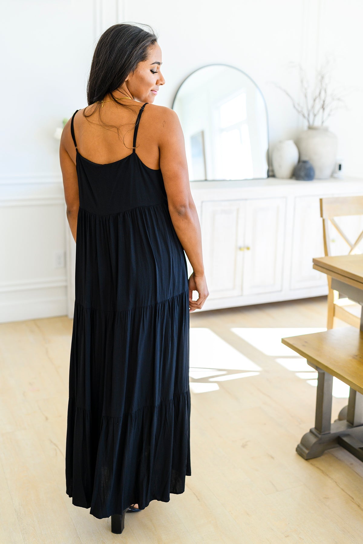 Classically Cool Tiered Maxi Dress in Black-Womens-Villari Chic, women's online fashion boutique in Severna, Maryland