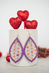 Conversation Heart Inset Dangle Earrings in Purple-Villari Chic, women's online fashion boutique in Severna, Maryland