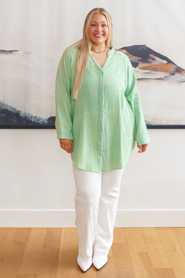Corey Button-Up Top in Vintage Green-Womens-Villari Chic, women's online fashion boutique in Severna, Maryland