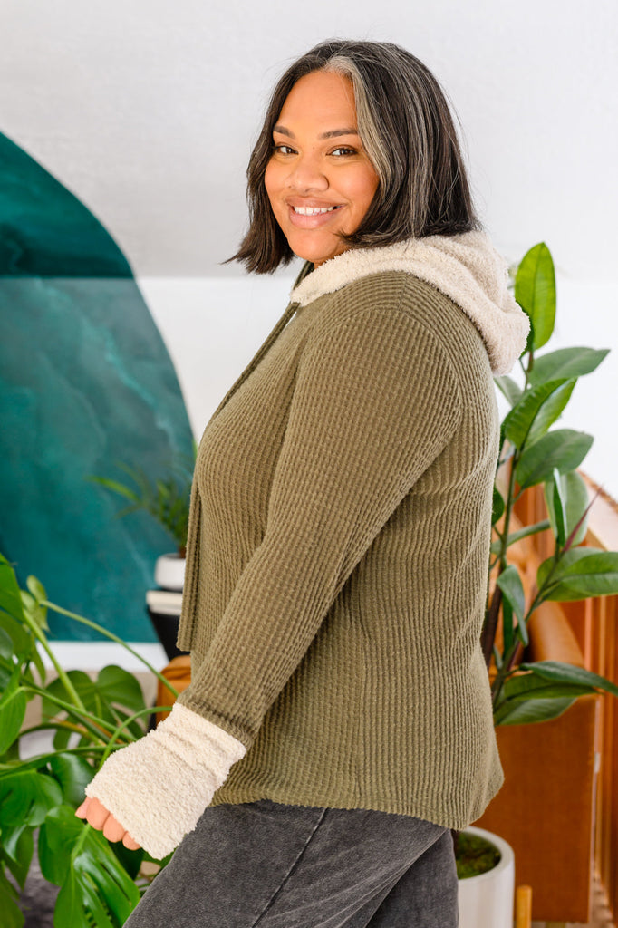 Cozy Teddy Bear Hoodie in Olive-Womens-Villari Chic, women's online fashion boutique in Severna, Maryland
