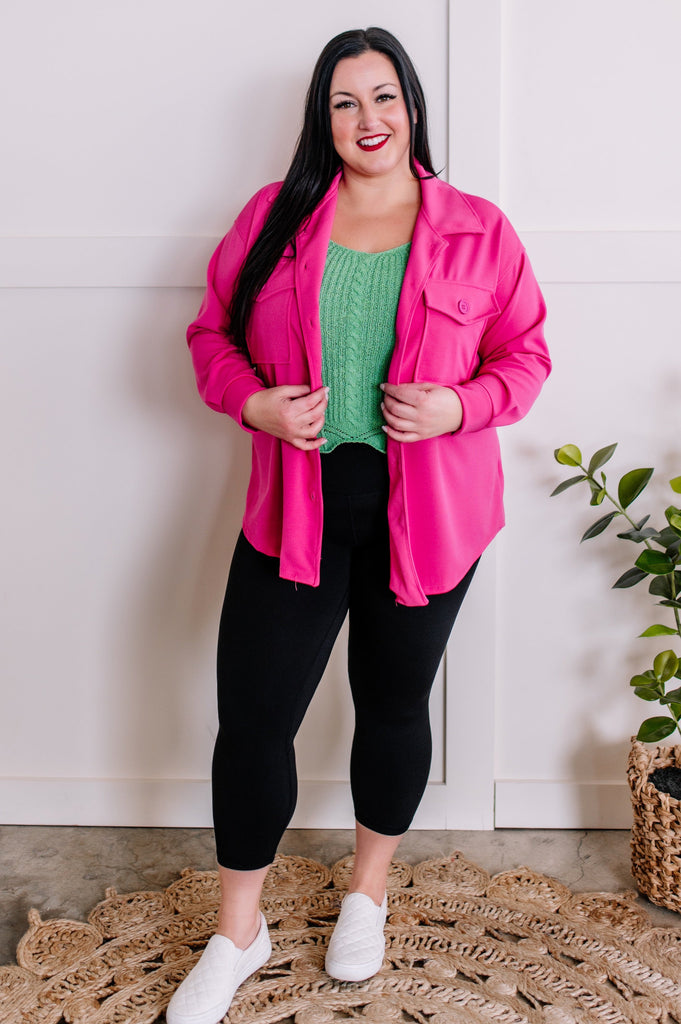 Stretchy Shacket in Malibu Pink-Villari Chic, women's online fashion boutique in Severna, Maryland