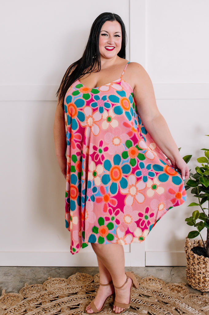 Cheery 70's Floral Flowy Dress-Villari Chic, women's online fashion boutique in Severna, Maryland