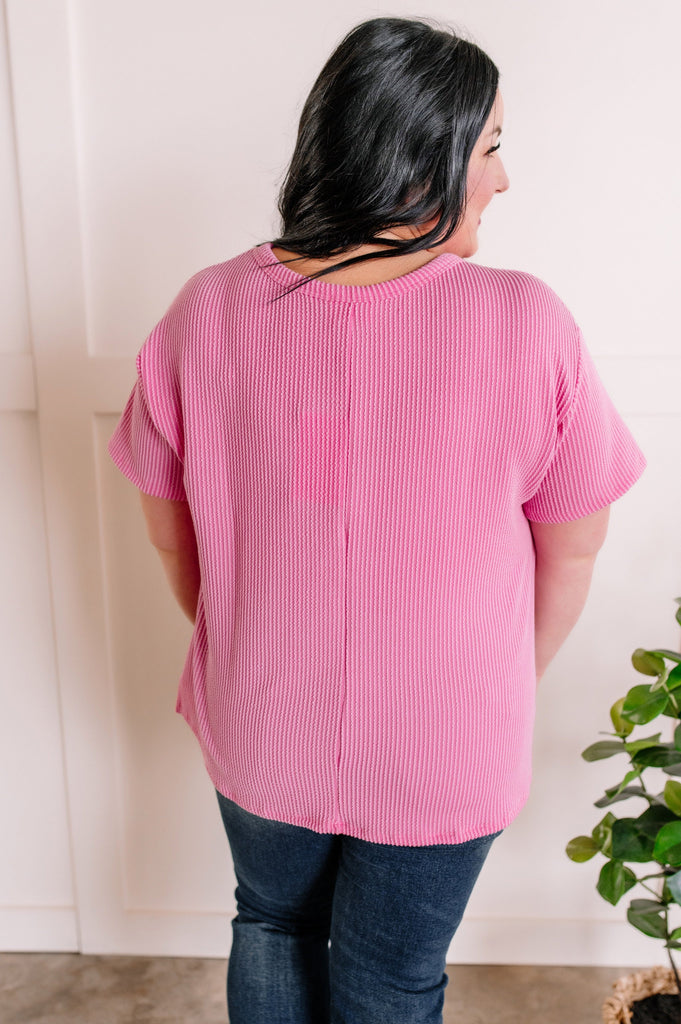 Ribbed Knit Pocket Top in Sweet Pink-Villari Chic, women's online fashion boutique in Severna, Maryland