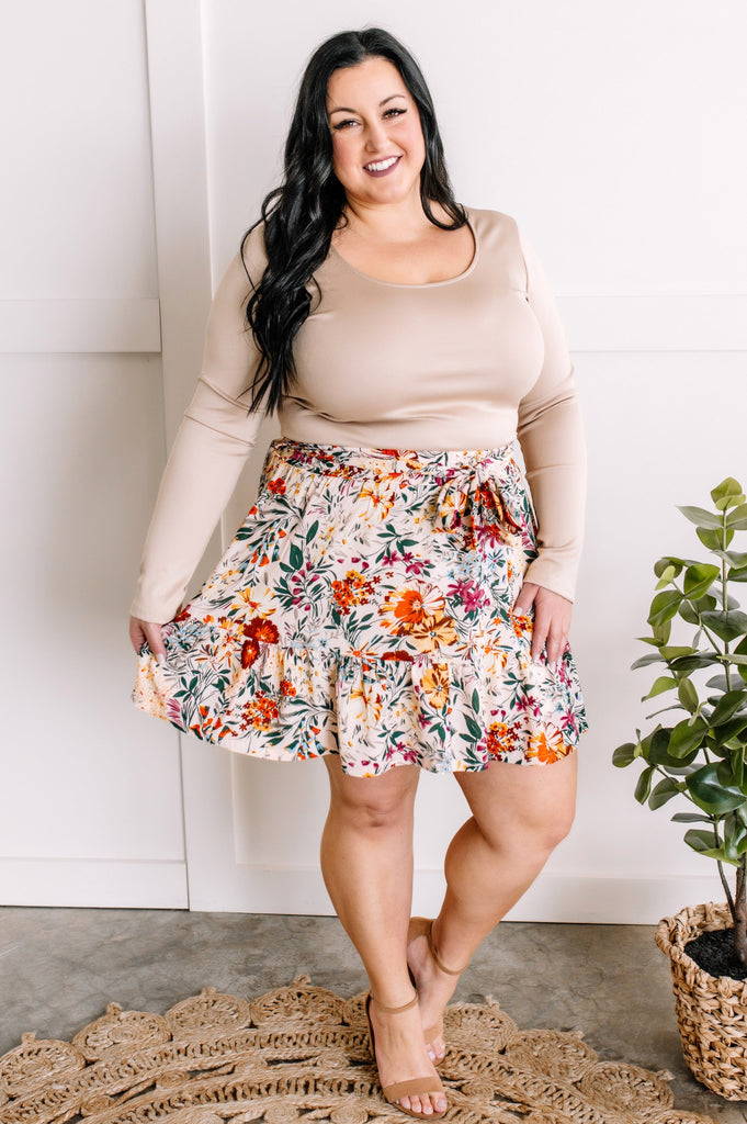 Tiered Flowy Skirt in Mixed Spring Flowers-Villari Chic, women's online fashion boutique in Severna, Maryland