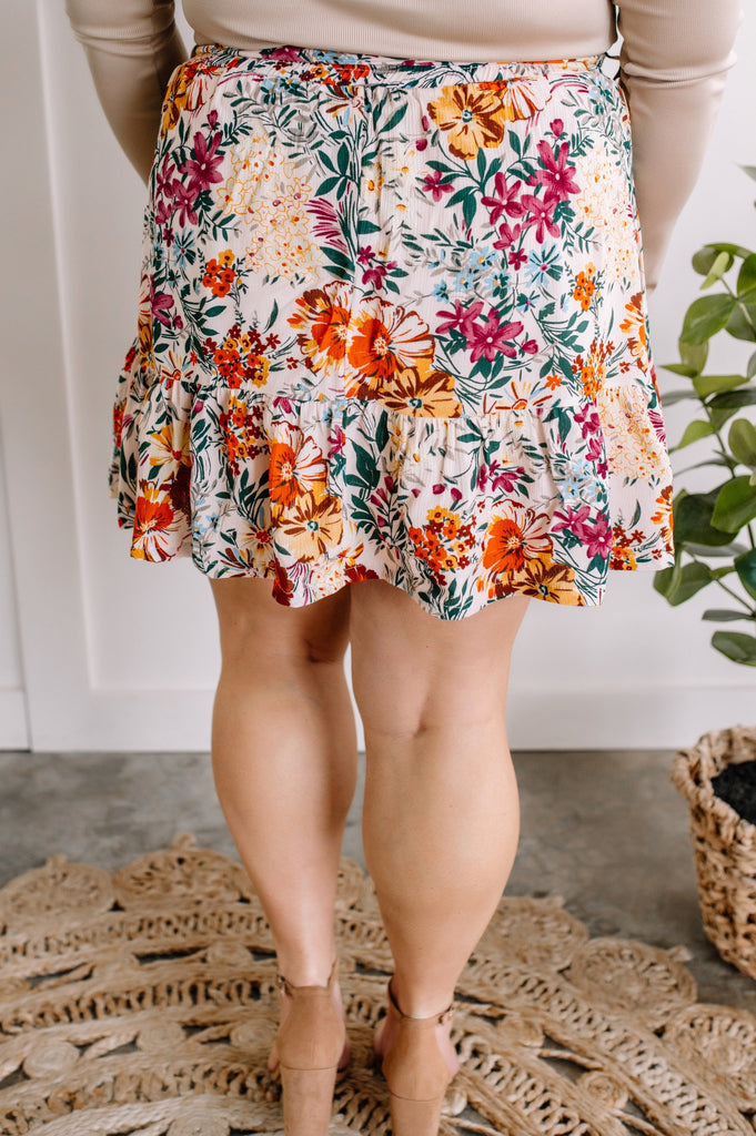 Tiered Flowy Skirt in Mixed Spring Flowers-Villari Chic, women's online fashion boutique in Severna, Maryland