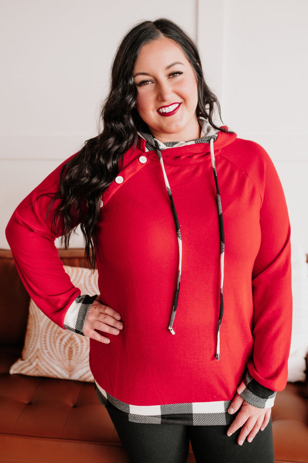 Double Feature Hoodie in Christmas Red-Villari Chic, women's online fashion boutique in Severna, Maryland