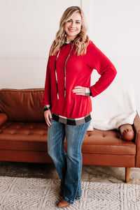 Double Feature Hoodie in Christmas Red-Villari Chic, women's online fashion boutique in Severna, Maryland